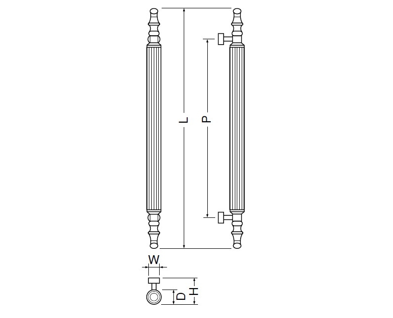 オリエント取手 両面用(真チュウ/M8×60) 標準扉厚 27mm～41mm | 建築