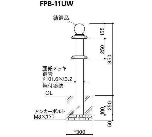 FPB-11UW ピラー 固定式　クラシックタイプ サンポール