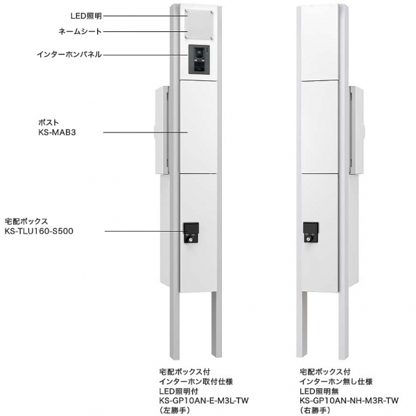 門柱ユニット インターホン無し仕様 LED照明なし 左勝手 | 建築金物