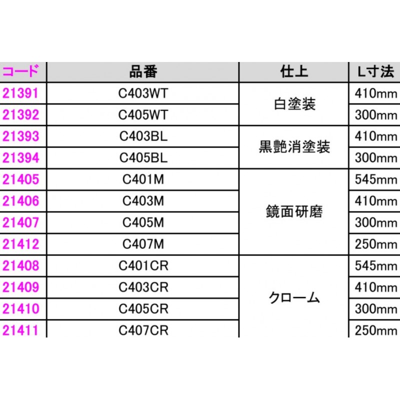 C403WT グラスラック 21391 【バラ1個】 長さ410mm 川喜金物(SOWA) | 建築金物通販の加藤金物