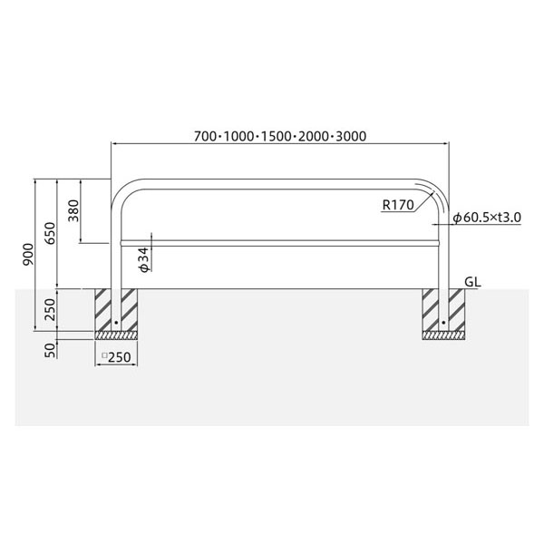 正規品を安く購入 帝金 脱着式カギ付 S82PK3-15 φ60.5×t3.0 W1500 H650