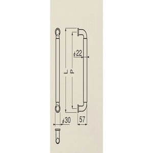 ハーモニー取手　両面用(自然木+亜鉛合金/M6×60)　標準扉厚 25mm～36mm