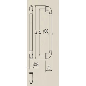 ビッグハーモニー取手　両面用(自然木+亜鉛合金/M6×60)　標準扉厚 25mm～36mm