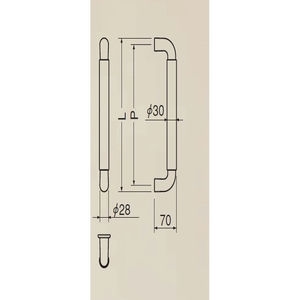 ビッグデュエット取手　両面用(自然木+アルミ/M6×80)標準扉厚 26mm～42mm