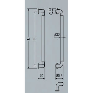 L形ビッグハーモニー取手　両面用(自然木+亜鉛合金/M6×80)標準扉厚 26mm～42mm