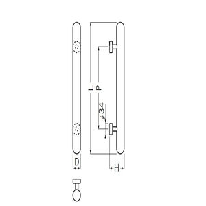 ウッドカプセル取手  抗菌　両面用(積層+真チュウ/M8×60)　標準扉厚 27mm～41mm