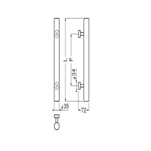 自然木丸形取手　両面用(自然木+真チュウ/M8×60)　標準扉厚 27mm～41mm