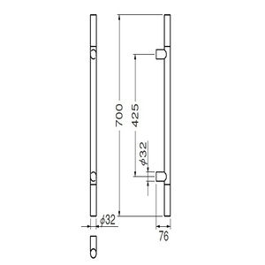 丸棒取手　両面用(ステンレス+積層/M8×65)　標準扉厚 30mm～41mm