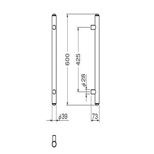 レザー丸棒取手　両面用(レザー+ステンレス/M8×60)　標準扉厚 35mm～41mm