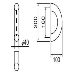 ドーナツ取手　両面用(積層+ステンレス/M8×70)　標準扉厚 37mm～50mm