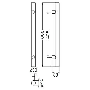 自然木丸形取手　両面用(自然木+ステンレス/M8×70)　標準扉厚 33mm～47mm