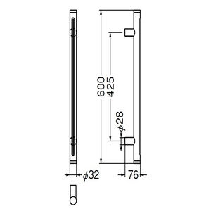 ルミナス取手　両面用(積層+真チュウ+蓄光/M8×60)　標準扉厚 33mm～41mm