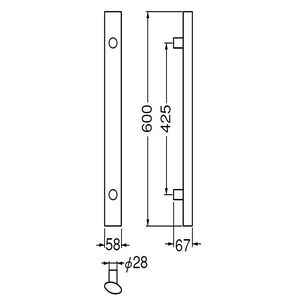 ウッドオーバル取手　両面用(積層+ステンレス/M8×60)　標準扉厚 33mm～41mm