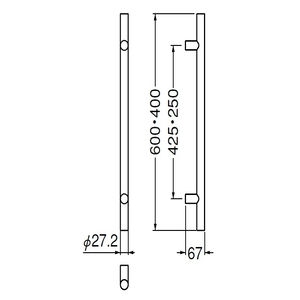 ステン丸型取手　両面用(ステンレス/M8×60)　標準扉厚 33mm～41mm