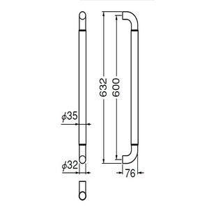 革巻き取手　両面用(ステンレス+レザー/M8×90)　標準扉厚 26m～45mm