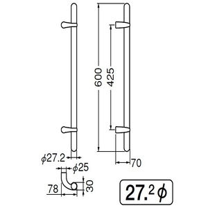 ステンカプセル取手　両面用(ステンレス/M6×60)　標準扉厚 31m～45mm