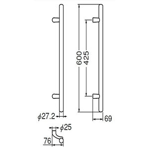 ステンカプセル取手　両面用(ステンレス/M6×60)　標準扉厚 31m～45mm