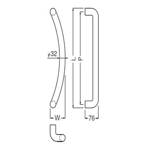 ステンR形取手 両面用(ステンレス/M8×90)　標準扉厚 21mm～45mm