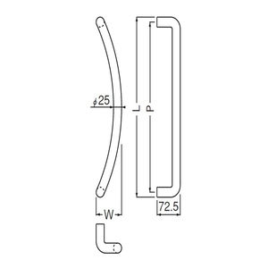 R形取手 両面用(ステンレス/M6×85)　標準扉厚 20mm～42mm