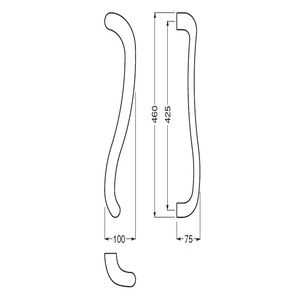 シャルマン取手(右)　両面用(真チュウ/M8×70)　標準扉厚 33mm～51mm