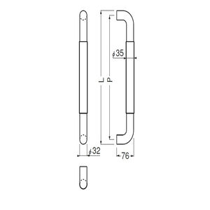 ステン丸棒取手 両面用(ステンレス+積層/M8×90) 標準扉厚 26mm～45mm