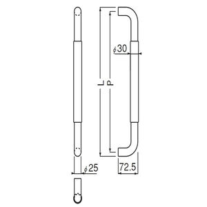 ステン丸棒取手 両面用(ステンレス+積層/M6×85) 標準扉厚 21mm～43mm