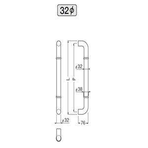 ステン丸棒取手　両面用(ステンレス/M8×90) 標準扉厚 26mm～45mm