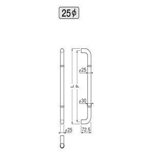 ステン丸棒取手　両面用(ステンレス/M6×85) 標準扉厚 21mm～43mm