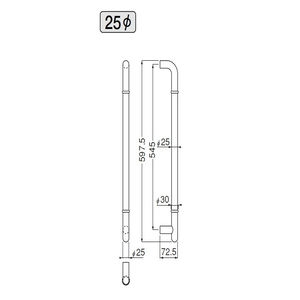 ステンF形丸棒取手　両面用(ステンレス/M6×60, M6×85) 標準扉厚 21mm～40mm