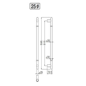 ステンT形丸棒取手　両面用(ステンレス/M6×60) PAT　標準扉厚 17mm～40mm