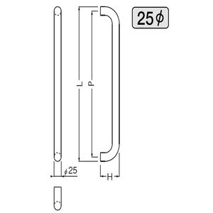 丸棒取手 両面用(ステンレス/M6×70)　標準扉厚 16mm～55mm