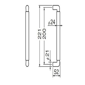 クリーン取手(アクリル+亜鉛合金/M6×60)　標準扉厚 35mm～42mm