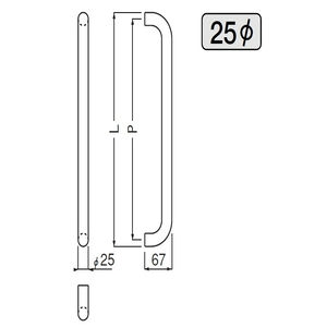 ステン丸棒取手　片面用(ステンレス) 標準扉厚 26mm～44mm