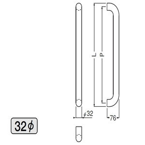 ステン丸棒取手 片面用(ステンレス)　標準扉厚 23mm～45mm