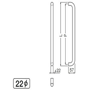 丸棒取手 片面用(ステンレス) 標準扉厚 31mm～45mm