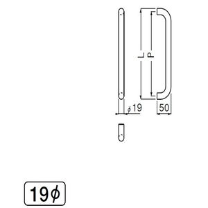 丸棒取手 片面用(ステンレス) 標準扉厚 18mm～47mm