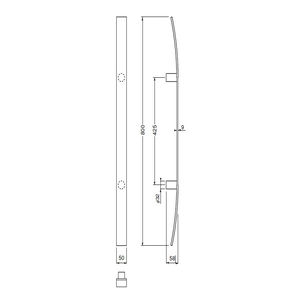 パーム取手　両面用(ステンレス/M8×60)　標準扉厚 18mm～41mm