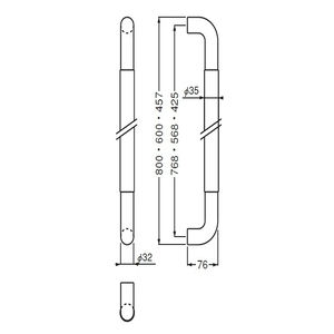 丸棒取手 両面用(真チュウ+積層・アクリル/M8×70) 標準扉厚 10mm～48mm