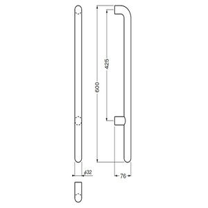 F形丸棒取手 両面用(真チュウ/M8×70)　標準扉厚 10mm～48mm