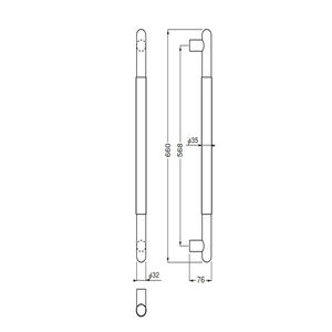 T形丸棒取手 両面用(真チュウ+積層/M8×70) 標準扉厚 34mm～48mm