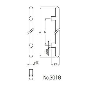 カプセル取手 両面用(真チュウ/M8,M6)　標準扉厚 33mm～41mm