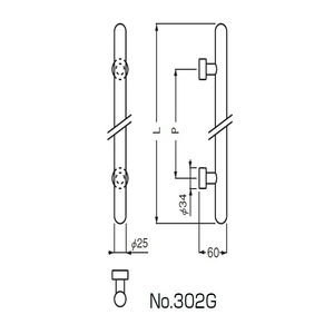 カプセル取手 両面用(真チュウ/M8,M6)　標準扉厚 28mm～41mm