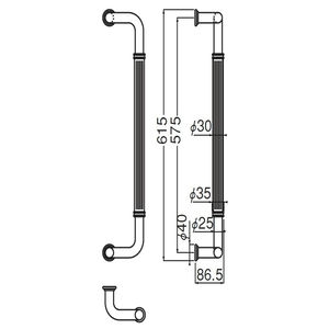 シャイヨ取手　両面用(真チュウ/M6×80)標準扉厚 10mm～47mm