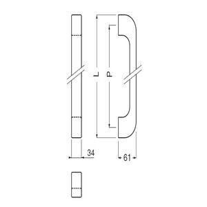 ウッド甲丸取手　両面用(積層/M8×60)　標準扉厚 31mm～41mm