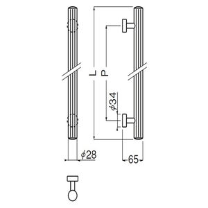 カロライン取手　両面用(真チュウ/M8×60)　標準扉厚 27mm～41mm