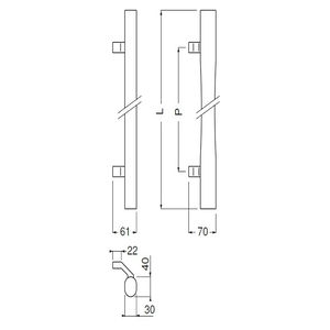 白鳳取手　両面用(積層+真チュウ/M6×60)　標準扉厚 38mm～41mm