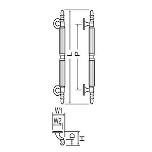 リバプール取手　両面用(真チュウ/M6×80)標準扉厚 29mm～42mm