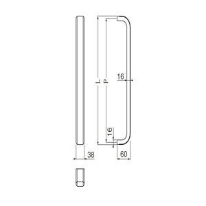 U形ニューライン取手　両面用(真チュウ/M6×70)　標準扉厚 25mm～51mm