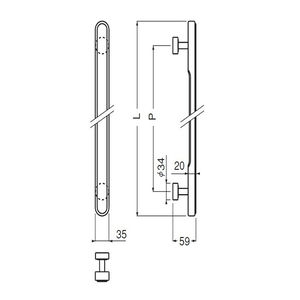 マキシム取手 両面用(積層+真チュウ/M8×60)　標準扉厚 14mm～42mm