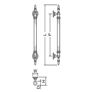 ベルサイユ取手 両面用(アクリル+真チュウ/M6×80)標準扉厚 23mm～41mm